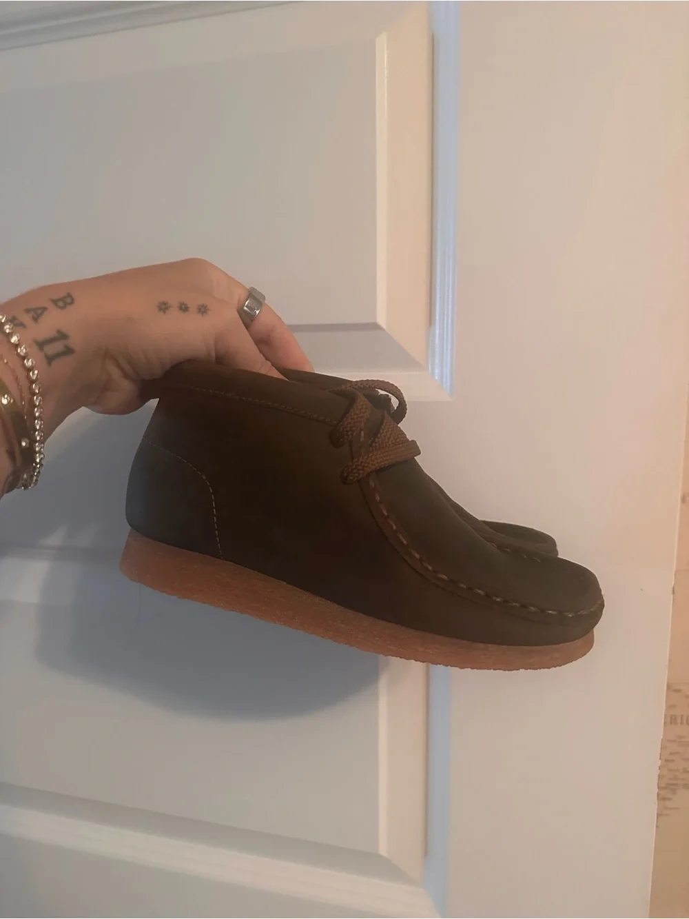 Clarks Dark Brown Suede Wallabee Lace Shoes